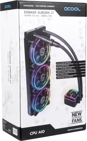 Photo de Kit Watercooling AIO Alphacool Eisbaer LT Aurora HPE RGB - 360mm (Noir)