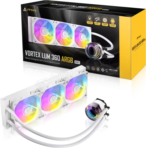 Photo de Kit Watercooling AIO Antec Vortex Lum RGB - 360mm (Blanc)