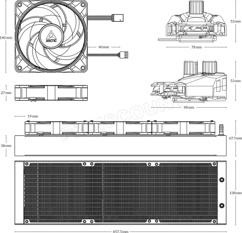 Photo de Kit Watercooling AIO Arctic Liquid Freezer II RGB - 420mm (Noir)