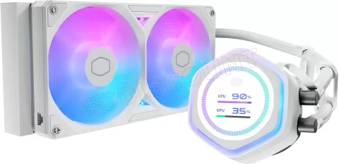 Photo de Kit Watercooling AIO Cooler Master MasterLiquid Atmos II LCD RGB - 240mm (Blanc)