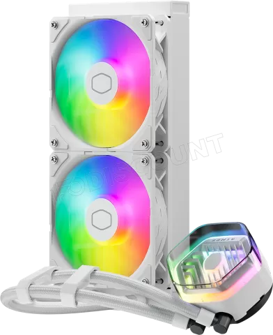 Photo de Kit Watercooling AIO Cooler Master MasterLiquid Atmos RGB - 240mm (Blanc)