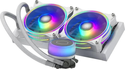 Photo de Kit Watercooling AIO Cooler Master MasterLiquid Illusion RGB - 240mm (Blanc)