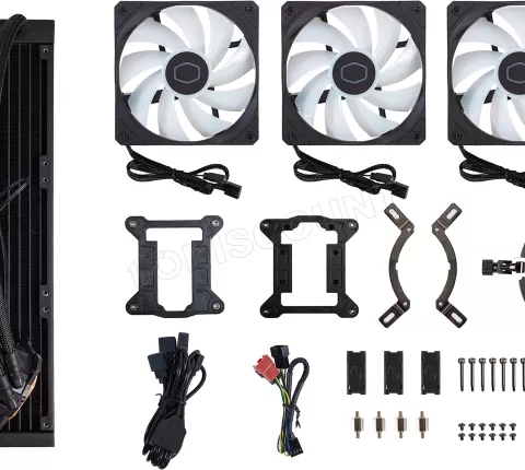 Photo de Kit Watercooling AIO Cooler Master MasterLiquid L Core RGB - 360mm (Noir)