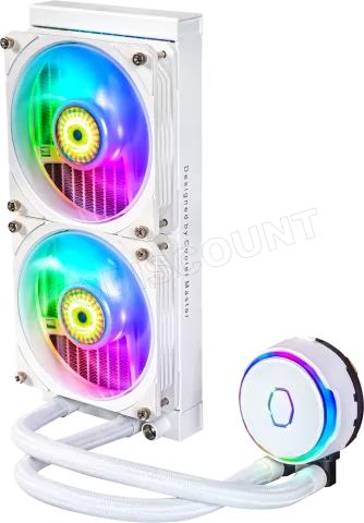 Photo de Kit Watercooling AIO Cooler Master MasterLiquid PL-Flux RGB - 240mm (Blanc)