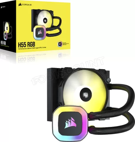 Photo de Kit Watercooling AIO Corsair H55 RGB - 120mm (Noir)