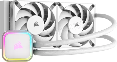 Photo de Kit Watercooling AIO Corsair iCue H100i Elite RGB - 240mm (Blanc)