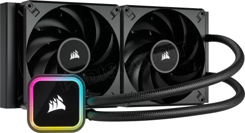 Photo de Kit Watercooling AIO Corsair iCue H100i Elite RGB - 240mm (Noir)