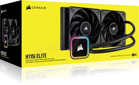 Photo de Kit Watercooling AIO Corsair iCue H100i Elite RGB - 240mm (Noir)