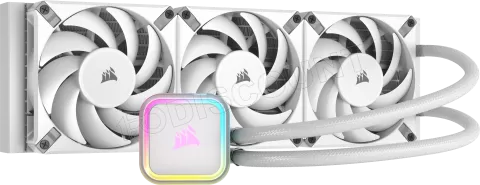 Photo de Kit Watercooling AIO Corsair iCue H150i Elite RGB - 360mm (Blanc)