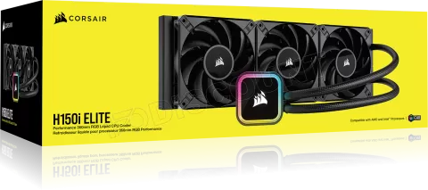 Photo de Kit Watercooling AIO Corsair iCue H150i Elite RGB - 360mm (Noir)