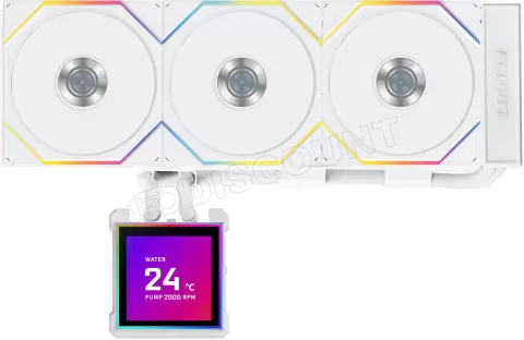 Photo de Kit Watercooling AIO Lian Li HydroShift II LCD-S 360TL Flex RGB - 360mm (Blanc)