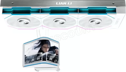 Photo de Kit Watercooling AIO Lian Li HydroShift II OLED TL RGB - 360mm (Blanc)