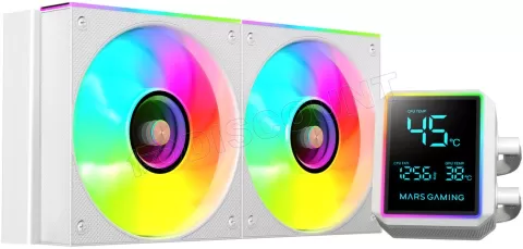 Photo de Kit Watercooling AIO Mars Gaming ML-LCDPro RGB - 240mm (Blanc)