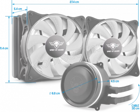 Photo de Kit Watercooling AIO Spirit of Gamer LiquidForce RGB - 240mm (Noir)