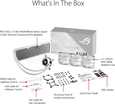 Photo de Kit Watercooling Asus Rog Strix LC II ARGB - 360mm (Blanc)