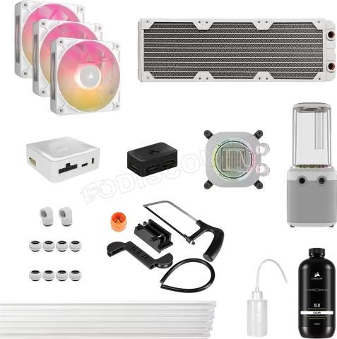 Photo de Kit Watercooling complet Corsair Hydro X iCue Link XH505i RX RGB - 360mm (Blanc)