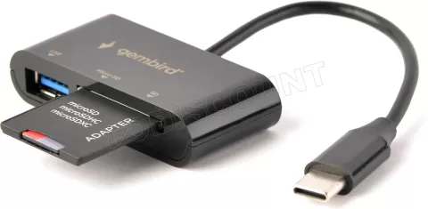 Photo de Lecteur de Cartes externe Gembird USB-C 3.0 (Noir)