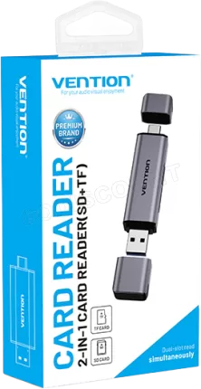 Photo de Lecteur de Cartes externe Vention USB 3.0 Type A/C (Gris)