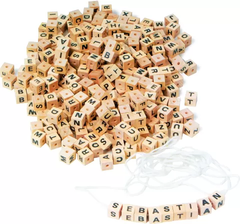 Photo de Lettres alphabet en cubes bois - 300 Dés