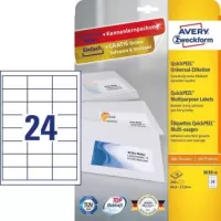 Photo de Lot de 10 feuilles de 24x Étiquettes multi-usages Avery Zweckform 64,6x33,8mm - A4 (Blanc)