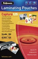 Photo de Lot de 100 Pochettes à plastifier Fellowes 54x86mm (Transparent Brillant)