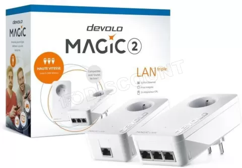 Photo de Lot de 2 Adaptateurs CPL Devolo Magic 2 LAN Triple Starter (AV2400)