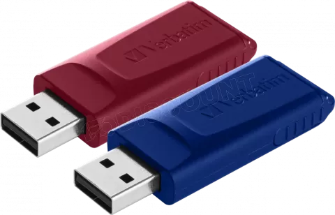 Photo de Lot de 2 Clés USB 2.0 Verbatim Slider - 32Go (Bleu/Rouge)