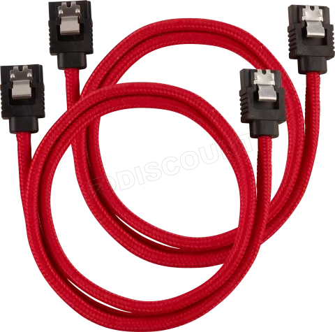 Photo de Lot de 2 Nappes S-ATA Corsair Premium droit 60cm (Rouge)