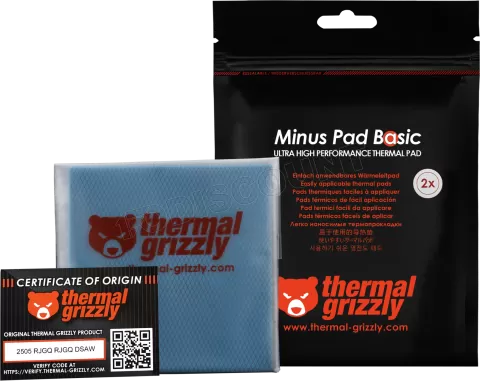 Photo de Lot de 2 Pads Thermiques Thermal Grizzly Minus Pad Basic 100x100x2mm (Noir)