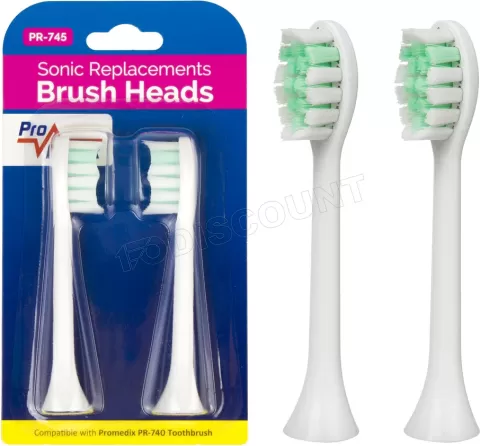 Photo de Lot de 2 têtes Brosse à dents ProMedix PR-745 pour appareil PR-740 (Blanc)