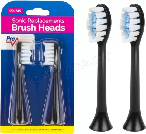 Photo de Lot de 2 têtes Brosse à dents ProMedix PR-745 pour appareil PR-740 (Noir)