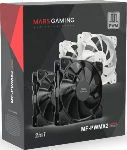 Photo de Lot de 2 Ventilateurs boitier Mars Gaming MF-PWMX2 - 12cm (Blanc)