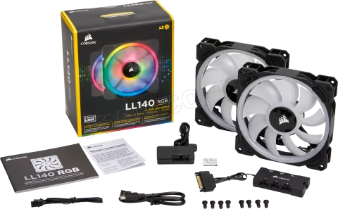 Photo de Lot de 2 Ventilateurs de boitier Corsair Dual Light Loop LL140 RGB - 14cm (Noir)