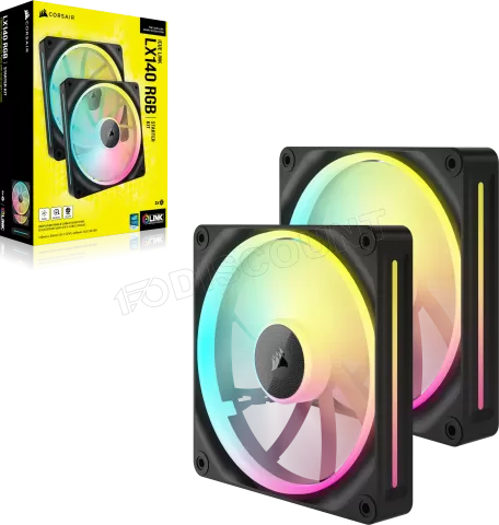 Photo de Lot de 2 Ventilateurs de boitier Corsair iCue Link LX RGB - 14cm (Noir)