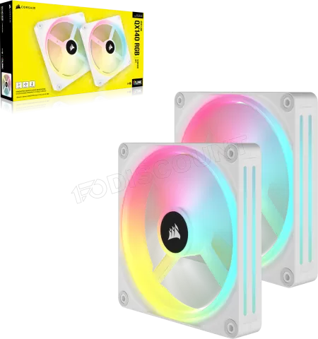 Photo de Lot de 2 Ventilateurs de boitier Corsair iCue Link QX RGB - 14cm (Blanc)