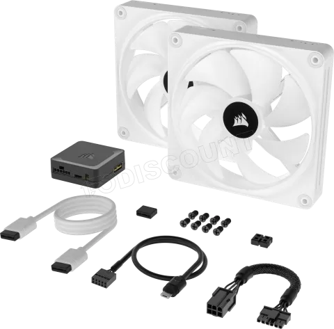 Photo de Lot de 2 Ventilateurs de boitier Corsair iCue Link QX RGB - 14cm (Blanc)