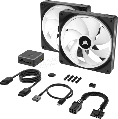 Photo de Lot de 2 Ventilateurs de boitier Corsair iCue Link QX RGB - 14cm (Noir)