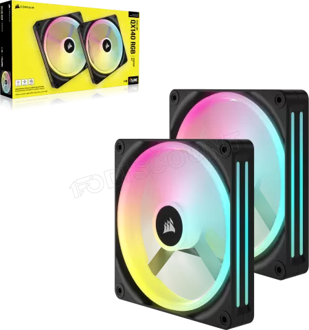 Photo de Lot de 2 Ventilateurs de boitier Corsair iCue Link QX RGB - 14cm (Noir)