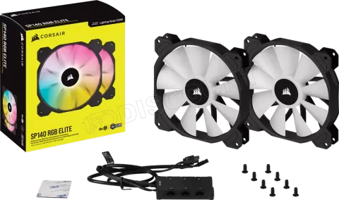 Photo de Lot de 2 Ventilateurs de boitier Corsair iCue SP140 Elite Performance PWM RGB - 14cm (Noir)