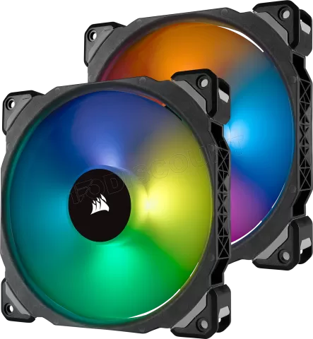 Photo de Lot de 2 Ventilateurs de boitier Corsair ML140 Pro RGB 14cm (Noir)