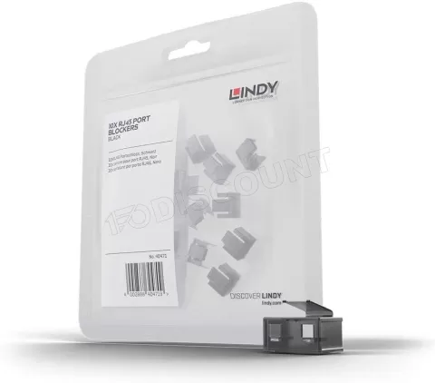 Photo de Lot de 20 Connecteurs verrous RJ45 Lindy sans clé (vérrouillage RJ45 mural)