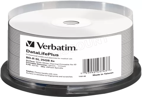 Photo de Lot de 25 Blu-Ray 6x Verbatim 25Go imprimable