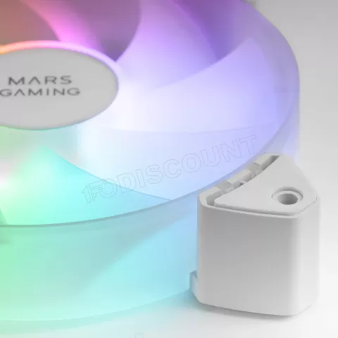 Photo de Lot de 3 Ventilateurs boitier Mars Gaming MF-3A RGB - 12cm (Blanc)