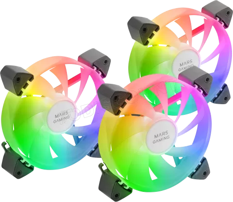 Photo de Lot de 3 Ventilateurs boitier Mars Gaming MF-3A RGB - 12cm (Noir)