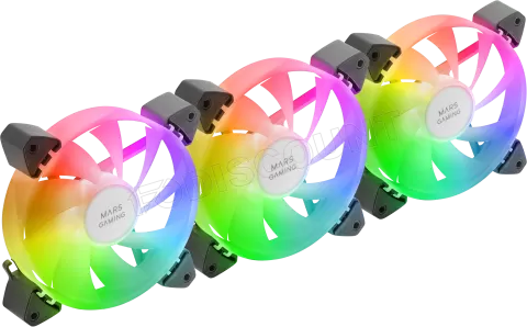 Photo de Lot de 3 Ventilateurs boitier Mars Gaming MF-3A RGB - 12cm (Noir)