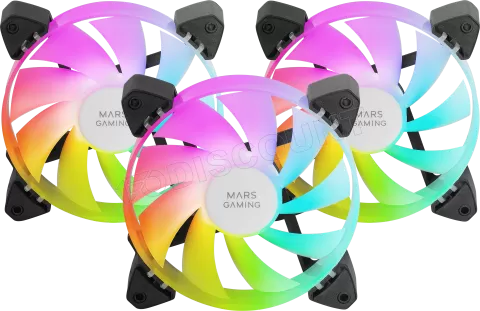 Photo de Lot de 3 Ventilateurs boitier Mars Gaming MF-3A RGB - 12cm (Noir)