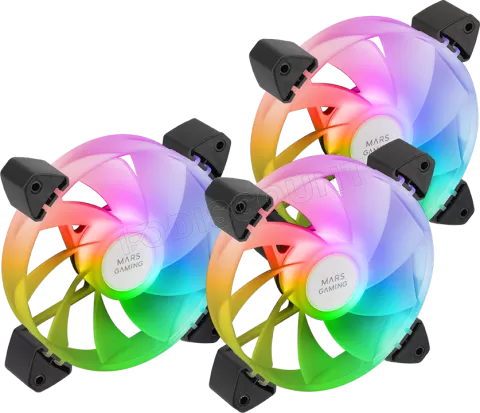 Photo de Lot de 3 Ventilateurs boitier Mars Gaming MF-3AR RGB - 12cm (Noir)