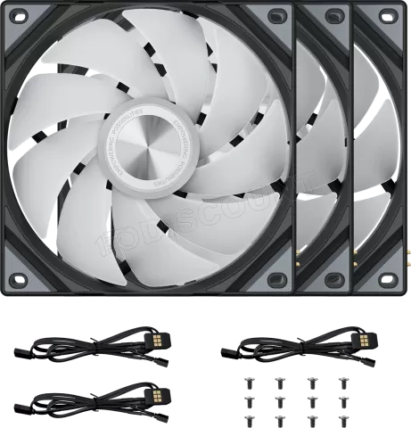 Photo de Lot de 3 Ventilateurs boitier Tryx Rota SL RGB - 12cm (Noir)
