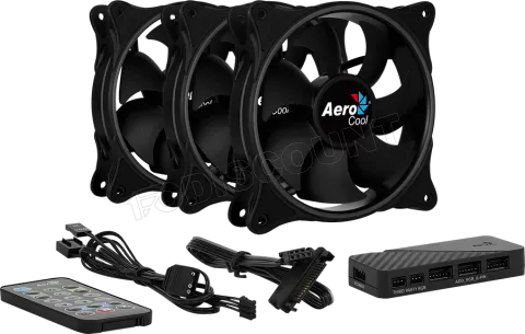 Photo de Lot de 3 Ventilateurs de boitier AeroCool Eclipse 12 Pro RGB 12cm (Noir)