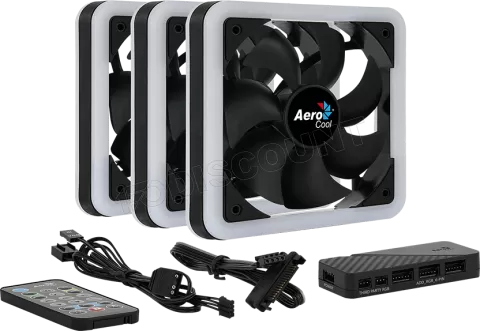 Photo de Lot de 3 Ventilateurs de boitier AeroCool Edge 14 Pro RGB 14cm (Noir)